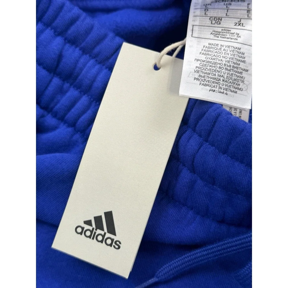 NWT Adidas Sweat Shorts Men L Blue Drawstring Elastic Waist Athletic Athleisure